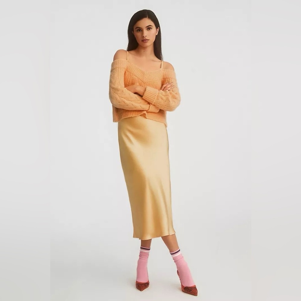 Mare Mare Layered Knit Sweater & Satin Slip Midi Dress